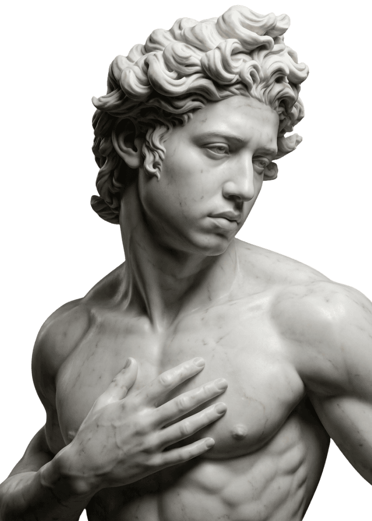 Classical marble statue representing MAF